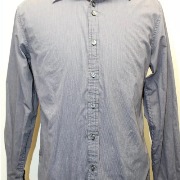 Vroom and Dreesmann Men Long Sleeve Shirt Polo Striped Dark Gray Small Cotton - Picture 8 of 12